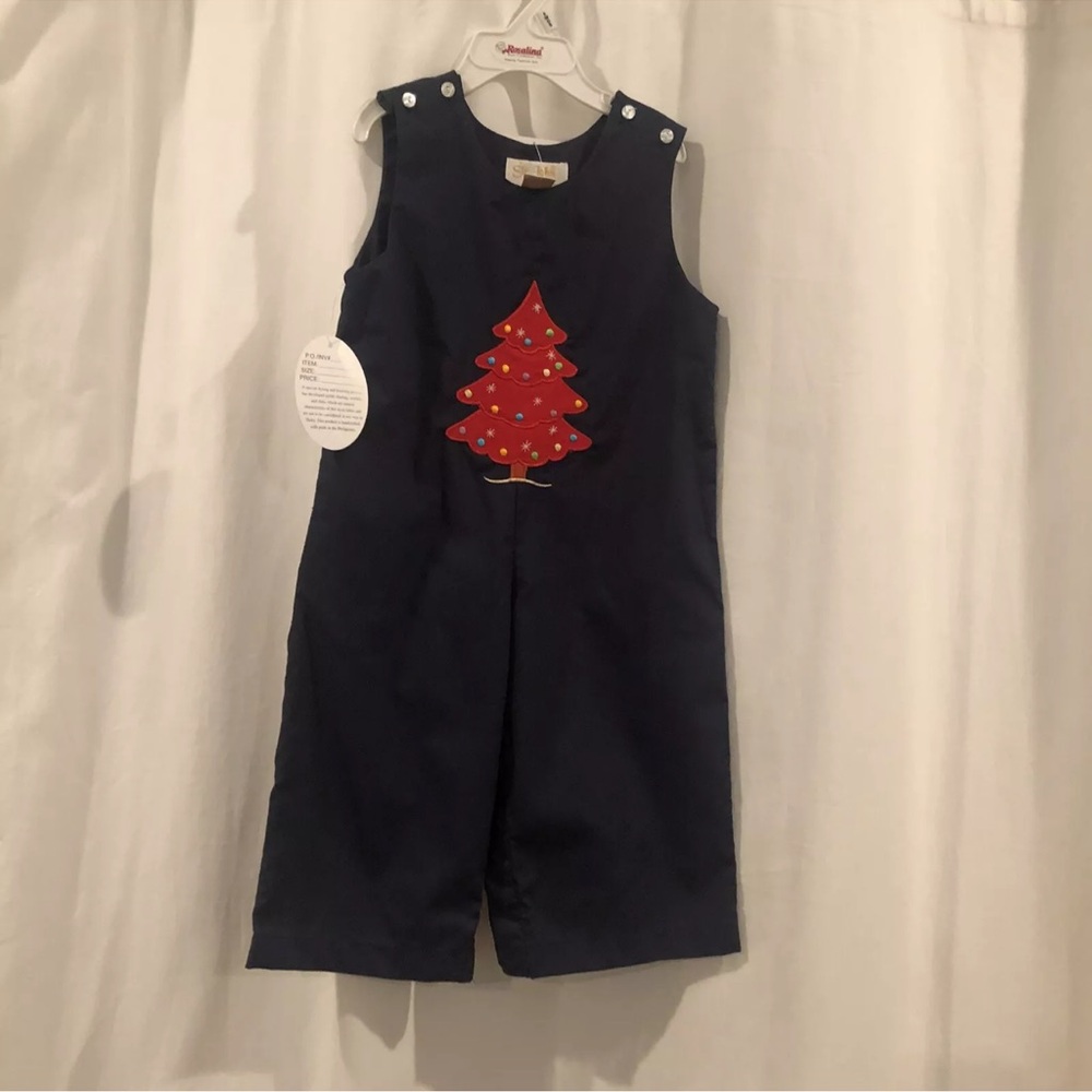 NWT Sr  John Baby 🌲smocked  navy blue blue jumper